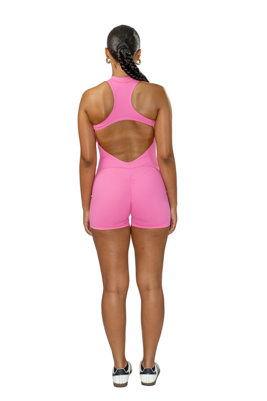 Sodalemon Women
Zipper Tight Fitness Jumpsuit
Backless Peach Hip Shorts Yoga
Jumpsuit.